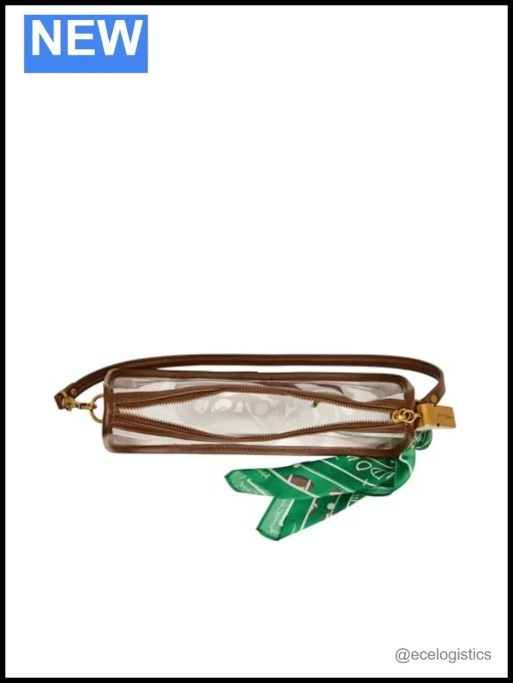 PVC Clear Shoulder Bag with Scarf Detail Zipper Closure